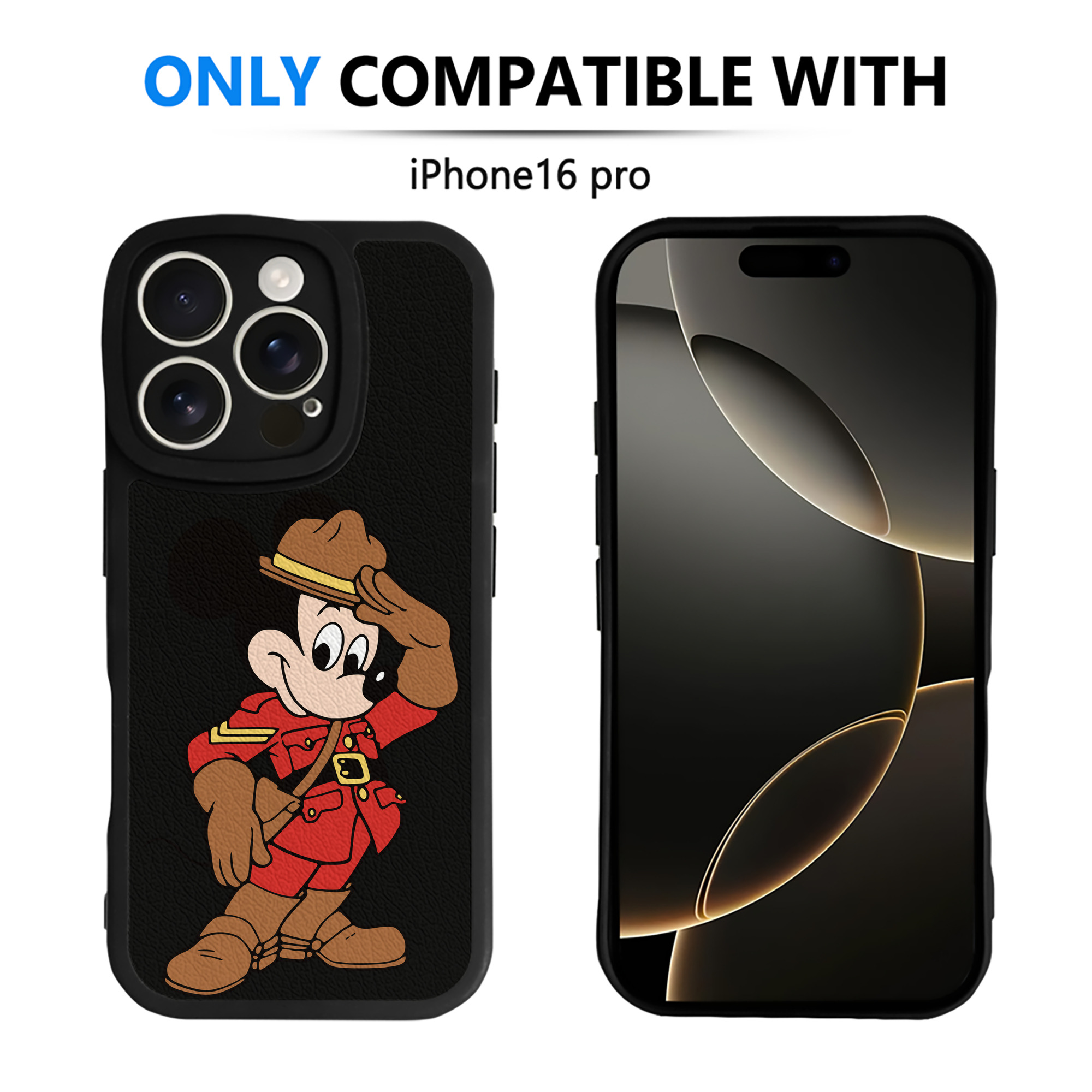 （画像用） ミッキーマウス Mickey Mouse 【iPhone 16シリーズ対応】シリコンスマホケース（レザー調） 材質：シリコン